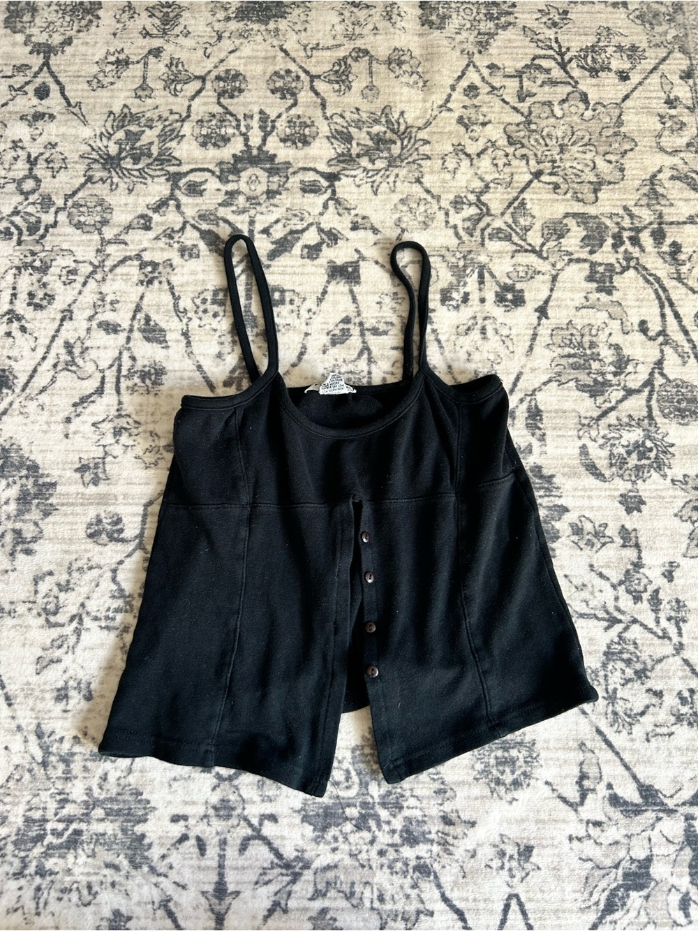 Black Button-Front Tank Top